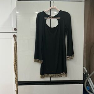 Arden B Black Dress with Gold Trim